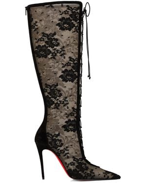 Christian Louboutin Km Lace Botta Knee-High Boots 100 - Black