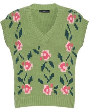 Weekend by Maxmara Knitted Floral Jumper Vest - Green