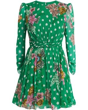 Saloni Silk-Blend Blythe-B Mini Dress - Green