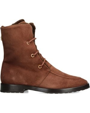 Bougeotte Suede Shearling-Lined Boots - Brown