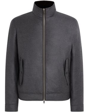 Yves Salomon Virgin Wool-Silk Bomber Jacket - Grey
