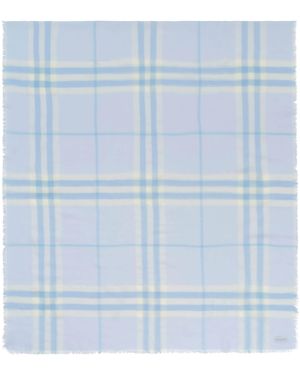 Burberry Wool Check Scarf - Blue
