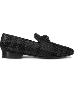 Kurt Geiger Leather Woven Ace Loafers - Black