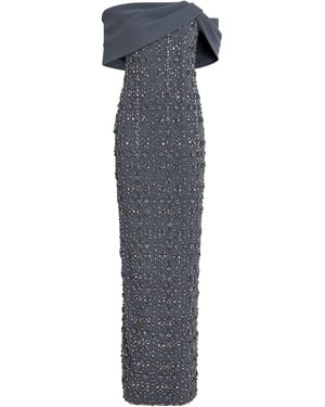 Pamella Roland Embellished Off-The-Shoulder Gown - Blue