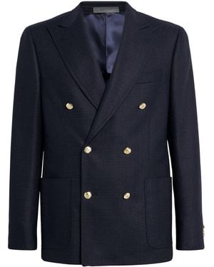 Corneliani Virgin Wool Double-Breasted Blazer - Blue