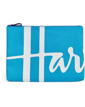 Harrods Large Cotton Logo Pouch - Blue