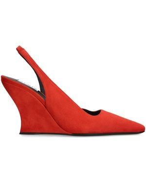 Alaïa Suede Wedge Slingback Heels 90 - Red