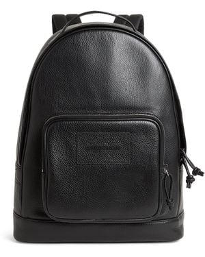 Emporio Armani Black Pebbled Leather Logo Backpack Emporio Armani Pebbled Leather Backpack - Black | Editorialist main image 3
