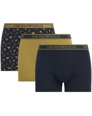Emporio Armani Stretch-Cotton Logo Boxer Briefs - Blue