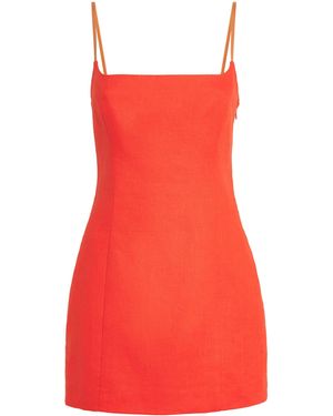 SIR. Linen Panettone Mini Dress - Red