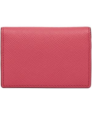 Smythson Panama Leather Folded Card Holder - Pink