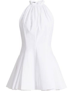 Balmain Cotton Poplin Flared Mini Dress - White