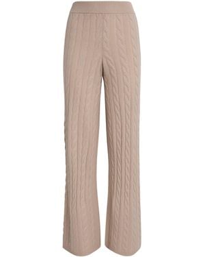 Soft Goat Cashmere Cable-Knit Sweatpants - Natural