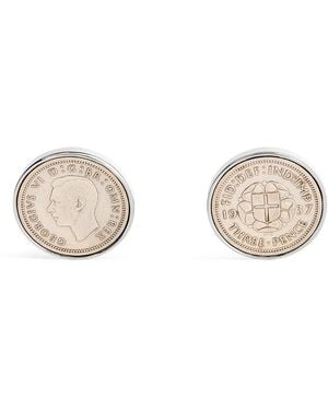 Babette Wasserman Rhodium-Plated Coin Cufflinks - Natural