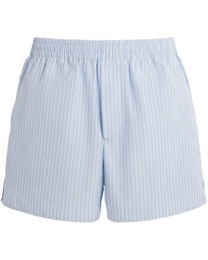 Ami Paris Cotton Stripe Shorts - Blue