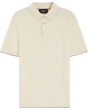 BOSS Silk-Cotton Polo Shirt - White