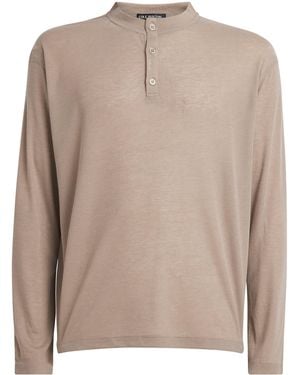 Cole Buxton Distressed-Detail Long-Sleeve Henley T-Shirt - Brown
