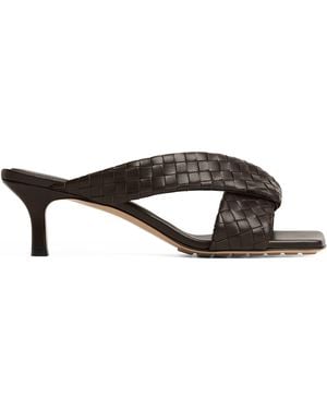 Bottega Veneta Leather Intrecciato Riva Mules 50 - Black