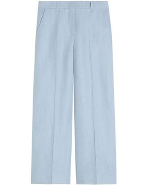 Weekend by Maxmara Linen Wide-Leg Trousers - Blue
