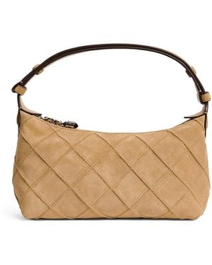 Tory Burch Mini Suede Fleming Top Handle Bag - Brown