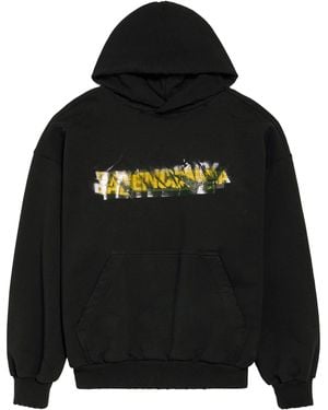 Balenciaga Cotton Messy Spray Hoodie - Black