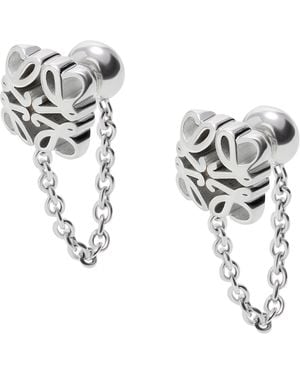 Loewe Sterling Bombé Anagram Chain Stud Earrings - Metallic