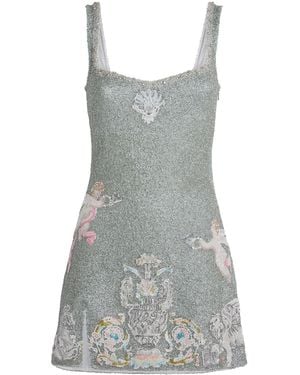 Clio Peppiatt Beaded Palazzo Mini Dress - Grey