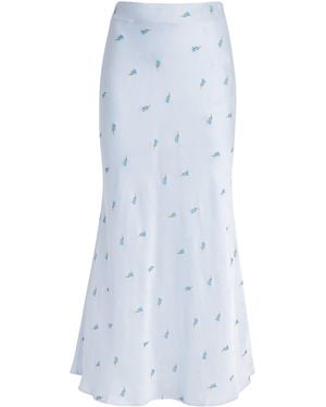 Claudie Pierlot Satin Floral Midi Skirt - Blue