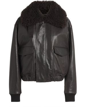 Lemaire Leather Aviator Jacket - Black