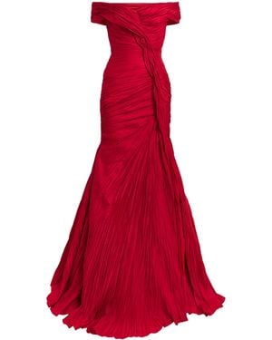 Marmar Halim Chiffon Off-The-Shoulder Gown - Red