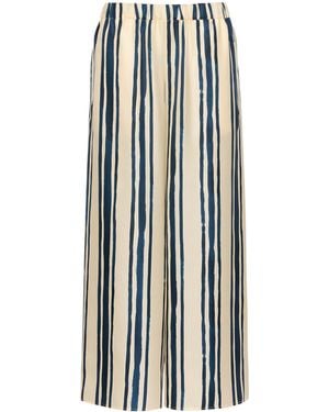 Weekend by Maxmara Silk Wide-Leg Trousers - Blue