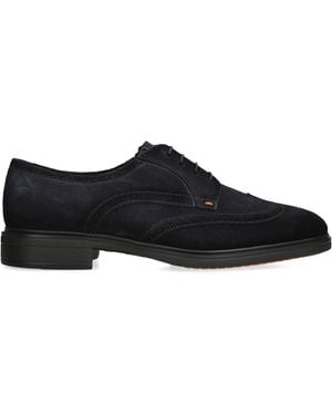 Santoni Suede Oxford Shoes - Black