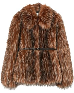 Marina Rinaldi Faux Fur Belted Coat - Brown