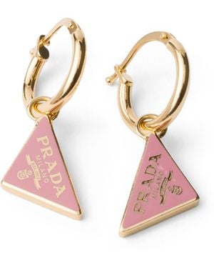 Prada Triangle Drop Earrings - Pink