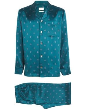 Harrods Silk Jewel Print Pyjama Set - Blue