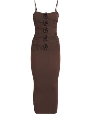 Maygel Coronel Floral Appliqué Susurro Midi Dress - Brown
