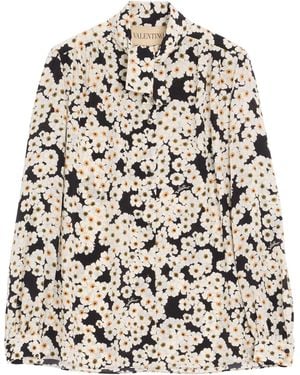 Valentino Silk Tie-Neck Blouse - White