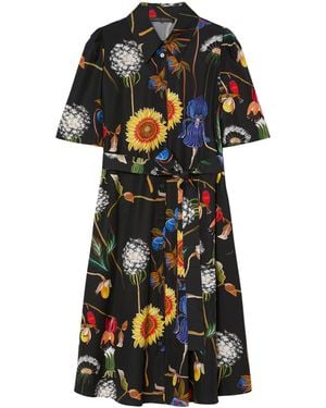 Marina Rinaldi Cotton Printed Midi Shirt Dress - Black
