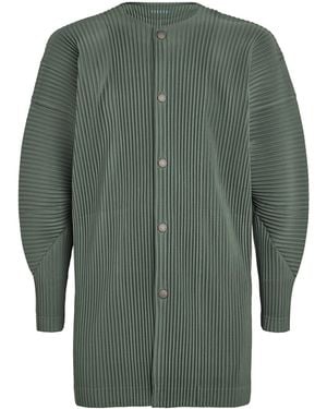 Homme Plissé Issey Miyake Pleated Crew-Neck Cardigan - Green