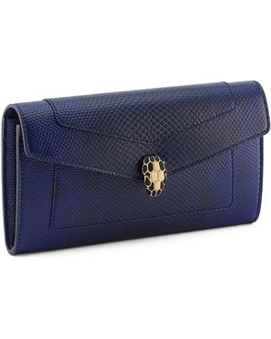 BVLGARI Karung Leather Serpenti Forever Long Wallet - Blue