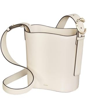 Cartier Small Leather Panthère C De Bucket Bag - White