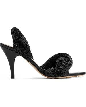 Bottega Veneta Lambskin Woven Grace Slingback Sandals 90 - Black