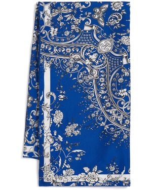 Harrods Silk Gilded Butterfly Print Scarf - Blue