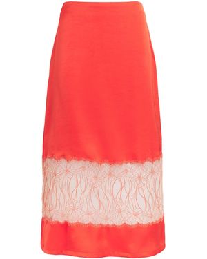 Claudie Pierlot Satin Lace Midi Skirt - Red