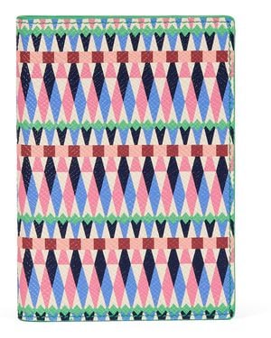 Smythson Leather Harlequin Panama Passport Cover - Pink