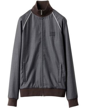 Miu Miu Wool Pinstripe Bomber Jacket - Grey