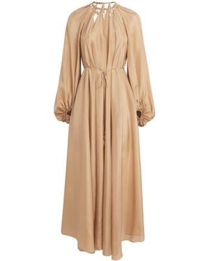 Zimmermann Silk Chain Detail Mahon Maxi Dress - Natural