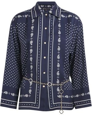 Maje Printed Belted Shirt - Blue