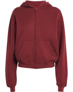 Skims Cotton-Blend Fleece Classic Hoodie - Red