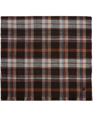 dunhill Wool-Linen-Silk Tartan Scarf - Black